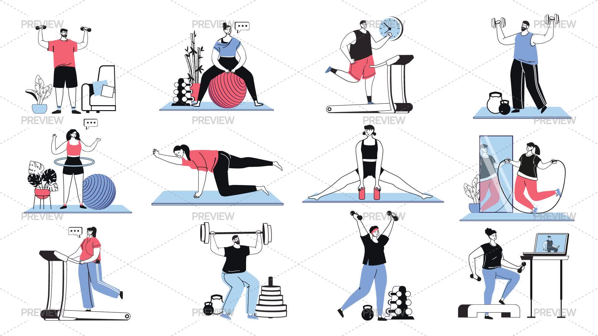 Fit Instructions Graphics Fitness Illustrations by alexdndz - Graphics | Motion Array